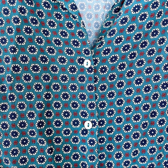 Zara Patterned Short Sleeve Button Down Blouse - Picture 3 of 5